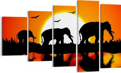 Produktbild von Bild auf Leinwand - Leinwandbild - Tiere Afrikaner Elefanten Natur - 100x60cm - Wand Bild - Wanddeko - Leinwanddruck - Bilder - Kunstdruck - Leinwand bilder - Wandkunst - EG100x60-0533