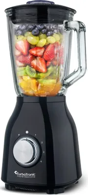 Produktbild von TurboTronic Standmixer - BG6 - 1400 Watt mit 1,5L Glasbehälter Edelstahl Silber, Glas Smoothie Mixer / Maker Ice Crush Funktion Milchshaker Blender BPA FREI Schwarz