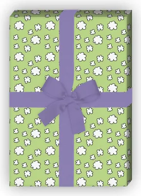 Produktbild von Fröhliches Geschenkpapier mit Wolken in grün - G6340, 32 x 48cm