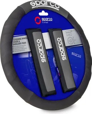 Immagine prodotto di SPARCO Coprivolante Set di spallacci Universale Protettore del Volante Nero Grigio