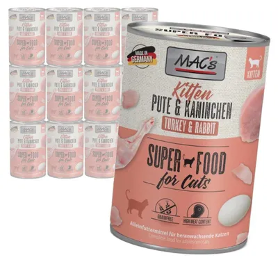 Produktbild von MAC's Kitten 12x400g Nassfutter für Kitten, Truthahn-Kaninchen-Geschmack