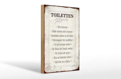 Produktbild von Holzschild Spruch 20x30cm Toiletten Regeln Haus Schild