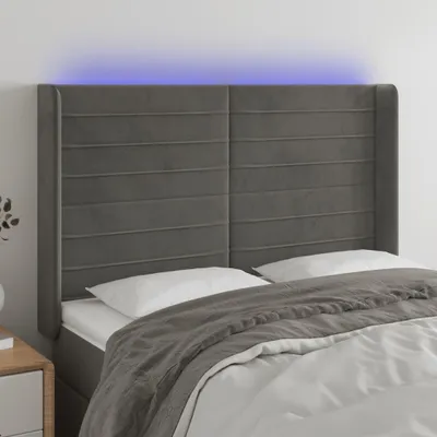 Produktbild von The Living Store LED Kopfteil Dunkelgrau 147x16x118/128 cm Samt