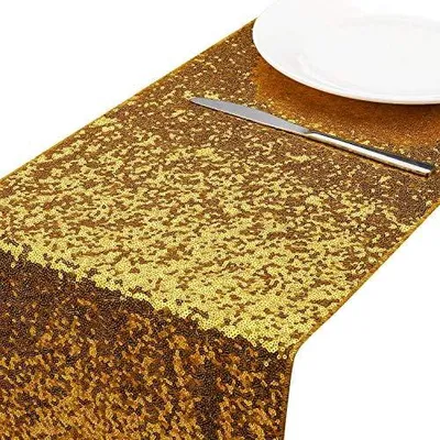 Produktbild von Tischläufer mit Pailletten in Gold für Tischdekoration bei Feierlichkeiten