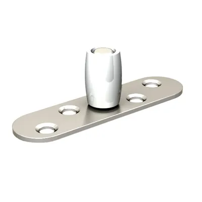 A product shot of a door guide roller on a white background.
