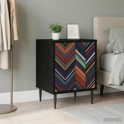 Image de vidaXL Table de chevet OMMEN, noire, imitation chêne, 36 x 33 x 51 cm