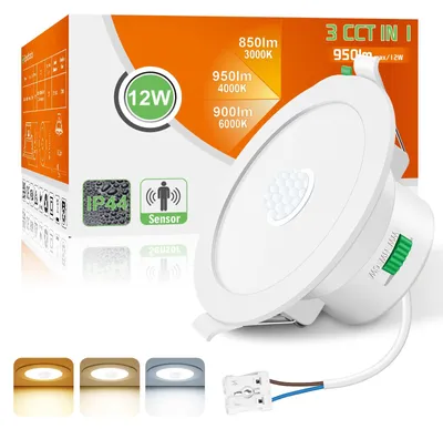LED-Einbauspot 230V mit Bewegungsmelder, 12W, 90-100mm