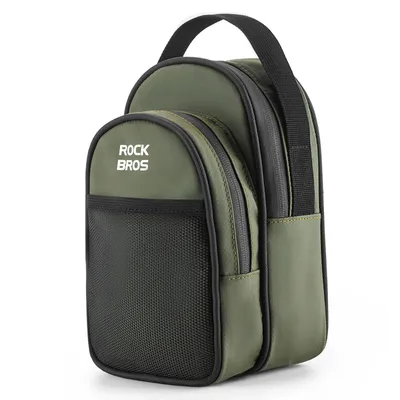 Image de Sacoche de guidon ROCKBROS pour vélo pliable, avec boucle de fixation, sacoche de guidon pour vélo, vert