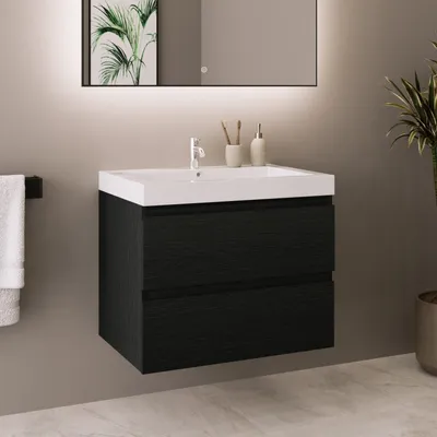 Produktbild von LOMAZOO Badezimmermöbel - Schwarzes Eichenholz - Badmöbel - 60cm