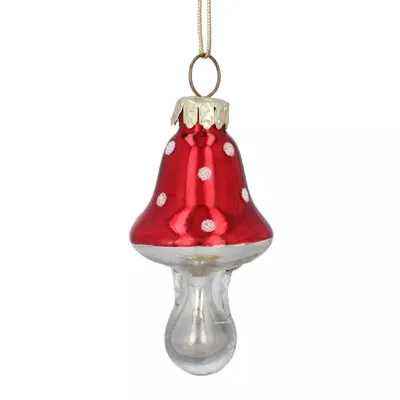 Zdjęcie produktu dla Kula choinkowa MIKONI | Muchomor (czerwony) – (3 cm x 5,9 cm) | ze szkła, kula choinkowa, ręcznie dmuchana, ręcznie malowana, ozdoba choinkowa, szyszka