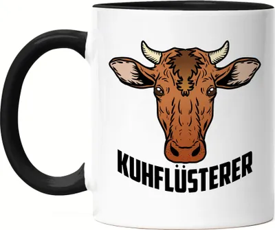 Produktbild von Kuhflüsterer Tasse Schwarz Kuh-Fans Kuh-Liebhaber Milchkuh Landwirt Geschenkidee