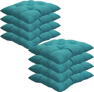 Produktbild von Stuhlkissen 38x38 cm ComfySeat - Sitzkissen mit 6 cm Comfort Sitzpolster - Indoor & Outdoor, Farbe:Aqua, Set:8er Set
