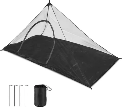 Image de Moustiquaire de camping - Tente anti-moustiques - Répulsif contre les insectes - Avec fermeture éclair - 220 x 120 cm - Noir