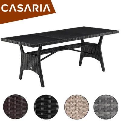 Image de CASARIA Table de jardin polyrotin Gris 190x90x74 cm plateau en bois WPC hauteur réglable résistant aux intempéries