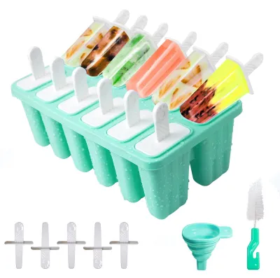 Produktbild von Set aus Antihaft-Eisformen aus Silikon mit Trichter und Reinigungsbürste