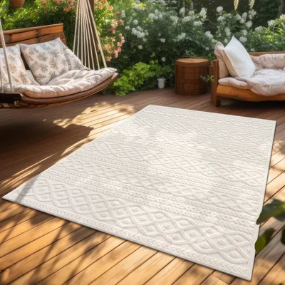 Produktbild von Outdoor Teppich Wetterfest Balkon Wohnzimmer Skandinavisches Boho Einfarbig Grösse 160x230 cm