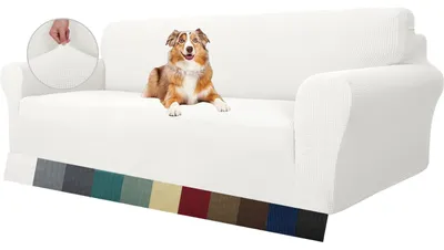 4-Sitzer Bankovertrek, Jacquard-Elasthan, Weiß, extra groß