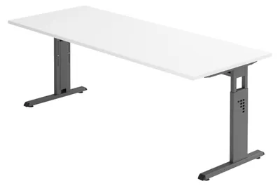Produktbild von bümö Schreibtisch Serie-O - Nachbildung: Weiß, Gestell: Graphit, Größe:  200 x 80 cm