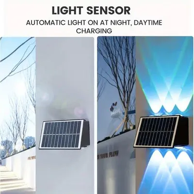 Productafbeelding van Zonnepaneel-aangedreven buitenlamp, LED-buitenlamp, tuinverlichting, 6 lampkoppen, RGB-model, geschikt voor buiten, tuin, zonne-energie, waterdicht