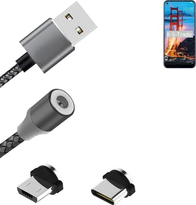 Produktbild von K-S-Trade Hochwertiges Magnet-Lade-kabel Sync-Kabel Daten-Kabel für ZTE Blade V2020 mit USB-Typ-C-Anschluss und Micro-USB-Anschluss 2A bis zu 480mbps