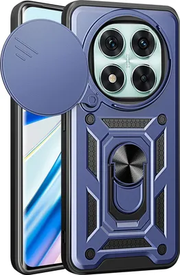 Obrázek produktu pro Pouzdro pro Xiaomi Redmi Note 14 Pro 5G, TPU Nárazník Silikonové Pouzdro s Kroužkem Stojánek, Ochrana Kamery Modrý