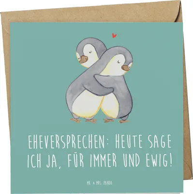 Produktbild von Mr. & Mrs. Panda Klappkarte Eheversprechen für immer - Meeresbrise - Geschenk, personalisiertes, Hochzeit, Glückwunschkarte, Geschenke, faltkarte, Engagement, anlasskarte
