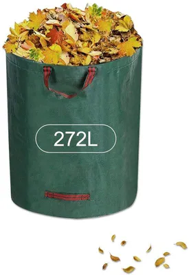 Image de Sac à déchets de jardin vert et résistant, 272 l, robuste et pliable