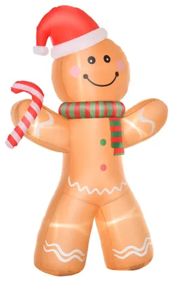 Produktbild von HOMCOM Aufblasbarer Lebkuchenmann Weihnachtsdekoration 2,4 m mit Lichtern