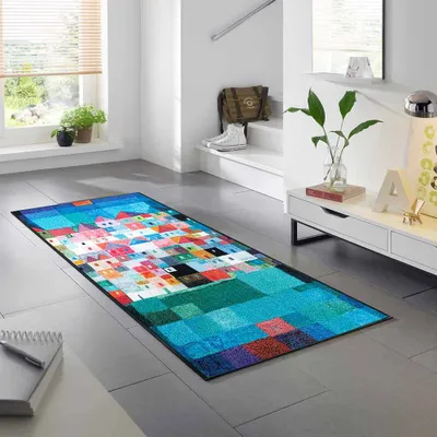 Produktbild von wash+dry Schmutzfangmatte Colourful Houses - 75 x 190 cm