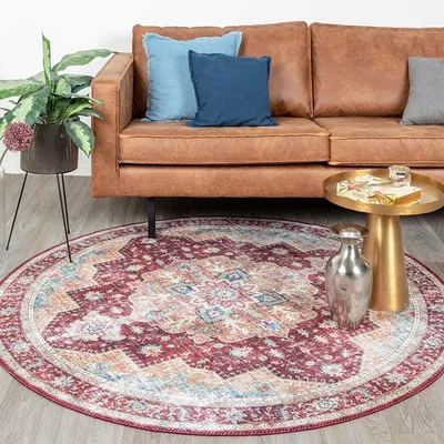 Image de Volero - Tapis vintage rond - Azara Rouge - Ø 120 cm