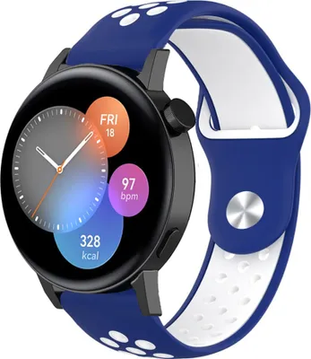 Produktbild von Strap-it Huawei Watch GT 3 42mm Sportarmband (Blau/Weiß)