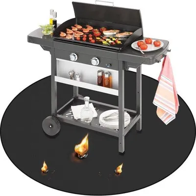 Produktbild von Famanu Grillunterlage hitzebeständig, 122 cm, faltbare runde Silikon-Glasfaser-Matte, schwarz