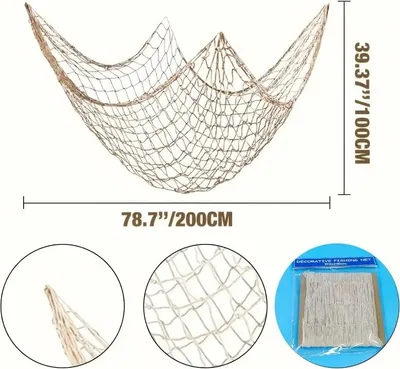 Produktbild von Dekoratives Fischernetz für maritime Dekoration in vielen Größen und Farben wählbar | Fischernetz Deko | Deko Netz für Ihre Muscheln und Schnecken | Fischernetz-Deko | Tischdeko Maritim | Fish Net Wanddekoration , Farbe:100x200cm