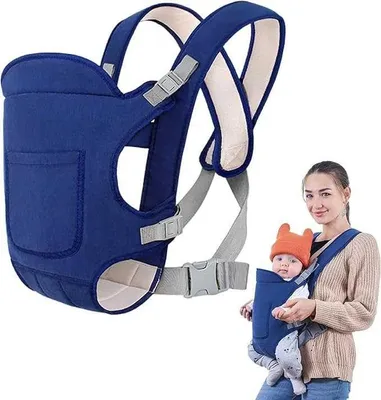 Zdjęcie produktu dla Chusta do noszenia dzieci – idealna dla noworodków i dzieci do 15 kg – Ergonomiczna chusta do noszenia noworodków i dzieci – Regulowana chusta do noszenia na brzuchu – Niebieska