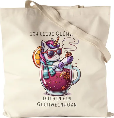 Produktbild von Ich bin ein Glühweinhorn Jutebeutel Einhorn Weihnachten Xmas Geschenkidee