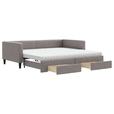 Zdjęcie produktu dla Sofa rozsuwana z szufladami, taupe, 100x200 cm, tkanina