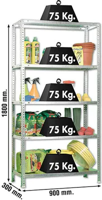Obrázek produktu pro Kovové pozinkované regály ADVANTAGE 5/300