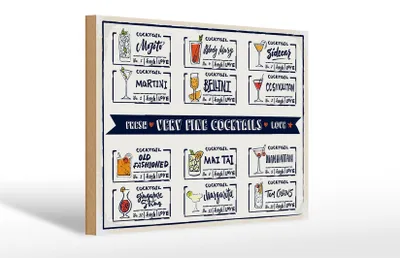 Produktbild von Holzschild Fresh Cocktails Mojito Maragrita 30x20cm