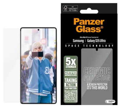 Immagine prodotto di PanzerGlass Ceramic Protection - protezione per lo schermo del telefono cellulare - vestibilità ultra larga - vetro - colore cornice nero (PGRUWF