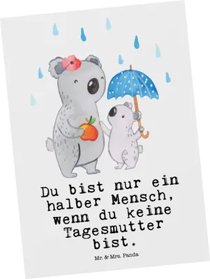 Produktbild von Mr. & Mrs. Panda Postkarte Tagesmutter Herz - Weiß - Geschenk, Ansichtskarten, Postkarten, Ansichtskarte, Grußkarte, Fotokarte