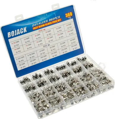 Produktbild von Glassicherungen im Set 250 V, 0,25–20 A, 360 Stück in durchsichtiger Box – Ideal für Heimwerker & Elektriker
