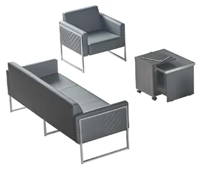 Obrázok produktu pre Arbeitszimmer-Set 3tlg 3-Sitzer Sessel Couchtish Grau Einfarbig Modern