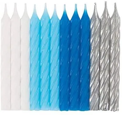 Produktbild von 24 Geburtstagskerzen blau silber