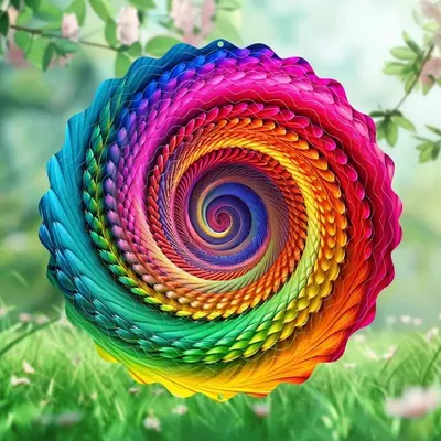 Produktbild von GKA Edelstahl Windspiel Ø 25 cm GK7 Regenbogen Gartendeko Windmobile Windspinner Mandala Wind Spinner Garten Terrasse wunderschönes Lichtspiel