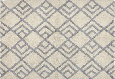 Produktbild von BELIANI Teppich Beige u. Grau Baumwolle 140 x 200 cm Rechteckig Geometrisches Muster Boho Stil Handgetuftet für Wohnzimmer Schlafzimmer Flur