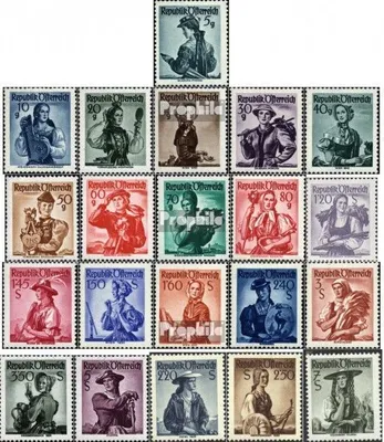 Produktbild von Briefmarken Österreich 1958 Mi ex894y-980y (kompl.Ausg.) weißes Papier (21 Marken) postfrisch Trachtenserie