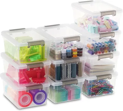 Produktbild von Aufbewahrungsboxen 10er Set, 1,25 L, transparentes Kunststoff, stapelbar, für Spielzeug