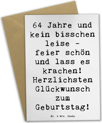 Produktbild von Mr. & Mrs. Panda babykarte Spruch 64. Geburtstag - Weiß - Geschenk, Grußkarte, osterkarten, Geburtstagsspruch, einladungskarten, weihnachtskarten, Geburtstagsfreude