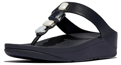 Produktbild von FITFLOP FitFlop Fino Multi-Stone Leather Toe-Post Sandals BLAU 36