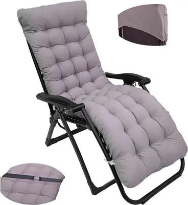 Image de Coussin épais pour chaise de jardin et fauteuil à bascule, 8 cm, 170 x 53 cm, antidérapant, pour l'extérieur